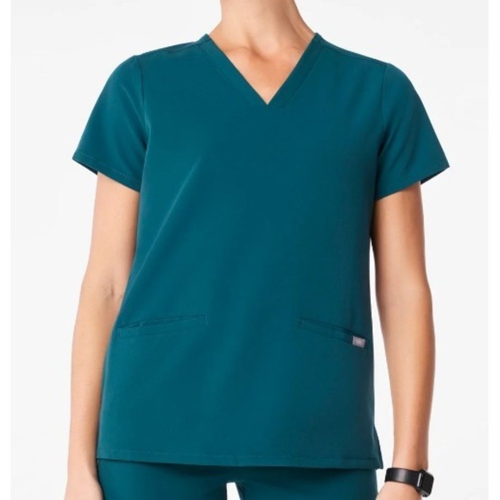 FIGS Women's Casma 3-Pocket Scrub Top FW1100 Teal Blue Women's Small